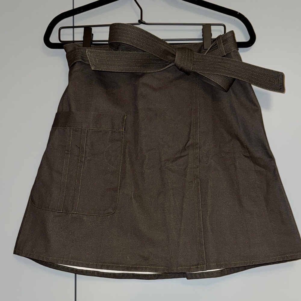 High-Waist Tie Belt Mini Skirt in Dark Brown